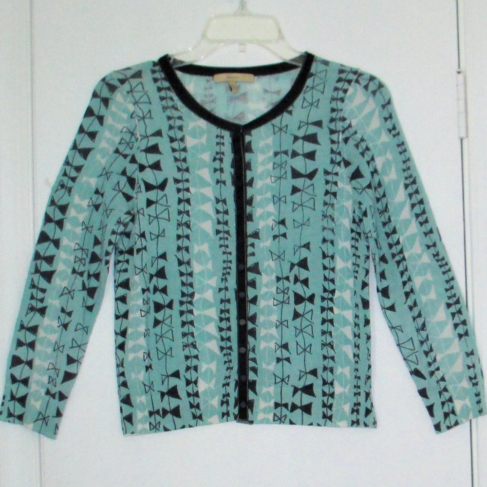 Crew Neck Cardigan: Sweater Print Med